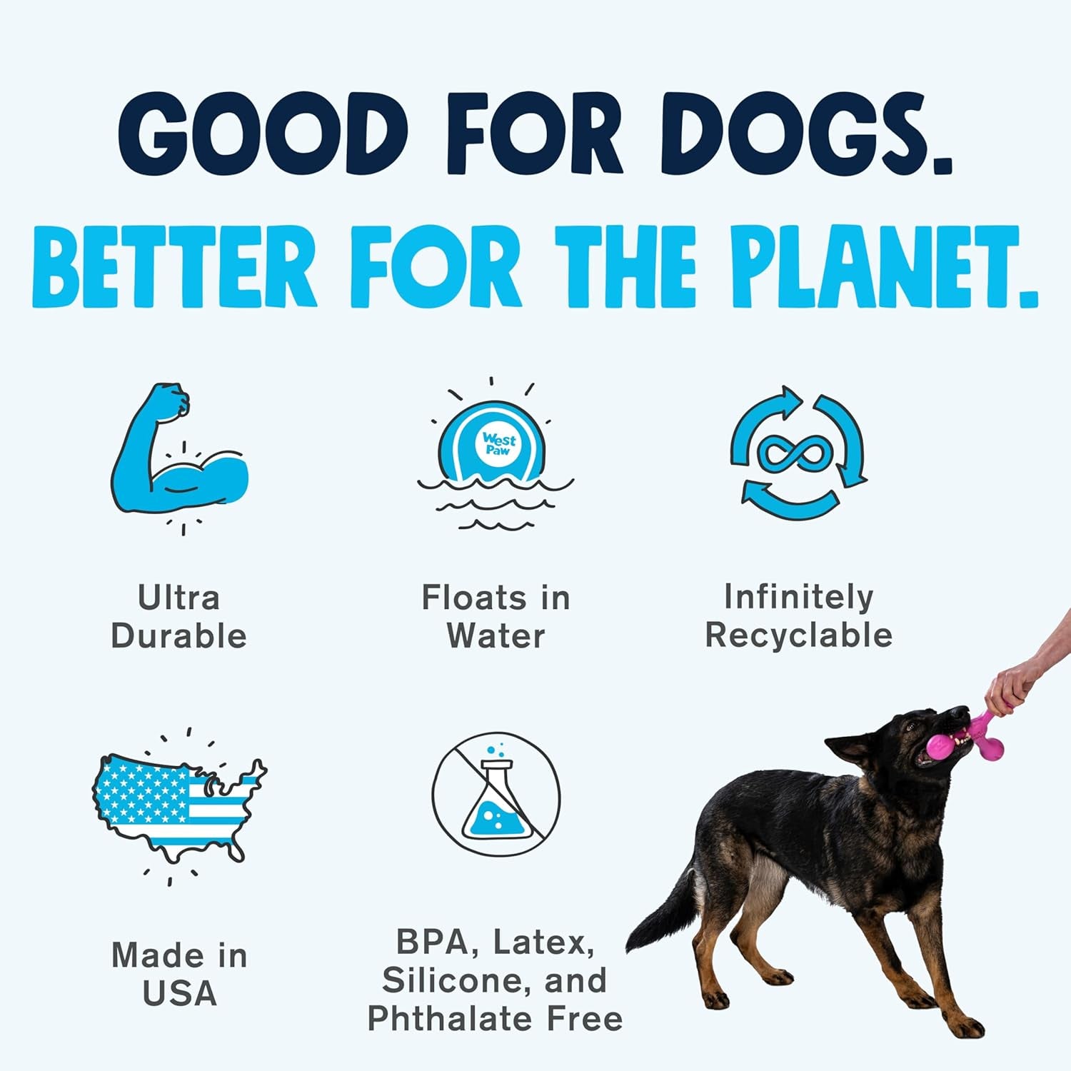 Zogoflex Air Skamp Tug-Of-War Stick Dog Chew Toy – Hollow, Squishy Interactive Toy for Dogs, Puppies – for Chewing, Catch, Carry, Fetch, Dishwasher Safe, Latex-Free, Large 8.5", Aqua Blue